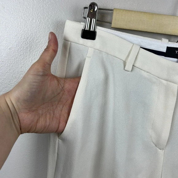 Theory Hartsdale Rosna Crepe Pants Size 2 Ivory Straight Leg Career Work Office - Picture 6 of 9
